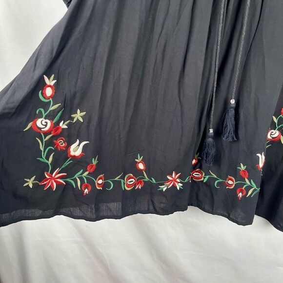 NWT Futurino Black Bohemian Crew Neck Shift Dress Large - Picture 3 of 11